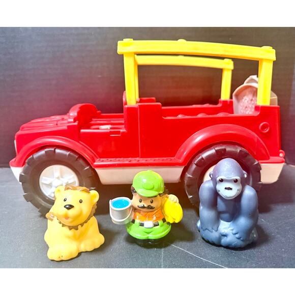 Fisher-Price Little People Animal Sound Zoo Safari Jeep Truck Red Figure - Picture 1 of 4